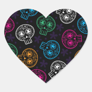 Sticker Cœur Jour des crânes de sucre de la Calaverita morte