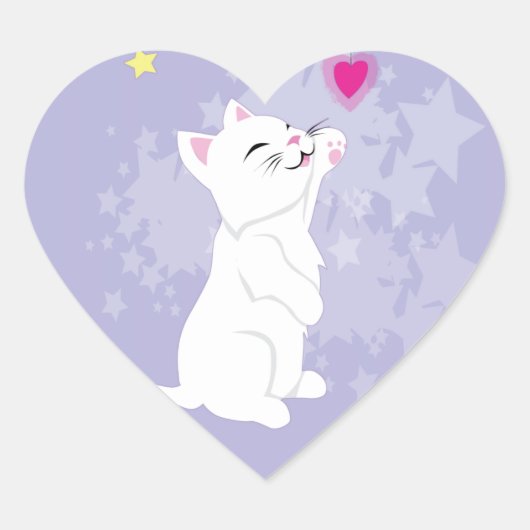 Sticker Cœur Jour des Valentines Cute Kitty (Devant)