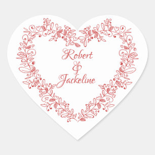 Sticker Cœur Jour des Valentines du Coeur Rouge doux élégant