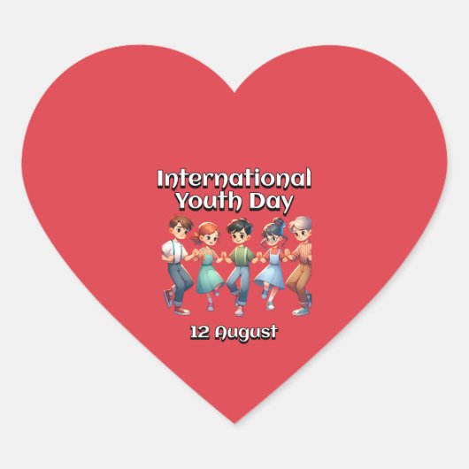 Sticker Cœur Journée internationale de la jeunesse. 12 août (Devant)
