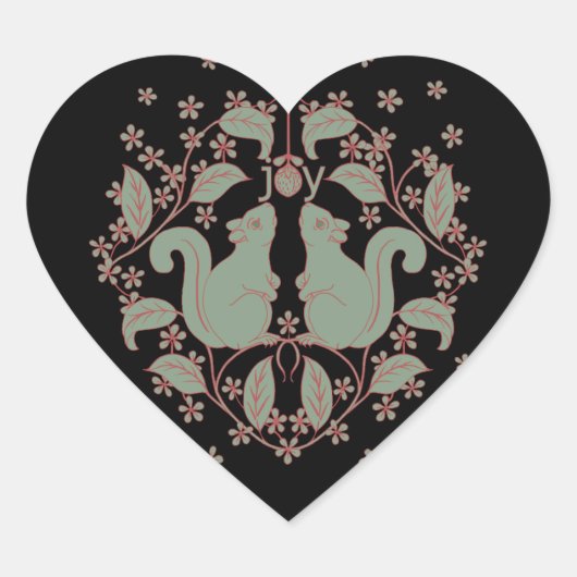 Sticker Cœur Joy Écureuils avec Fleurs Animal Art Coeur Sticke (Devant)