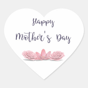Sticker Cœur Joyeuse fête des mères aux fleurs roses
