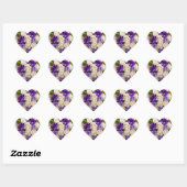 Sticker Cœur Joyeuse Fête des Mères Élégant Violet Rose Floral (Feuille)