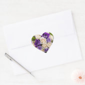 Sticker Cœur Joyeuse Fête des Mères Élégant Violet Rose Floral (Enveloppe)