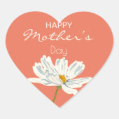 Sticker Cœur Joyeuse Fête des Mères Fleur Artistique blanche (Devant)