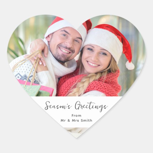 Sticker Cœur Joyeuses Fêtes - Une photo Noël (Devant)