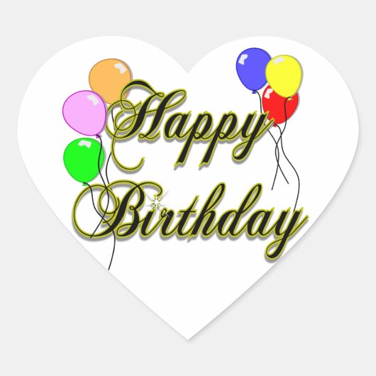 Sticker Cœur Joyeux anniversaire avec ballons 2 (Devant)