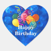 Sticker Cœur Joyeux Anniversaire, Ballons de fête, (Devant)
