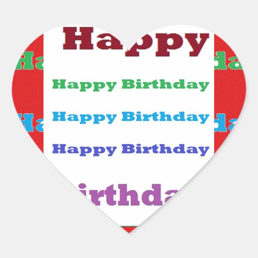 Sticker Cœur Joyeux anniversaire de voeux Script Acrylique Roug (Devant)