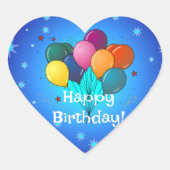 Sticker Cœur Joyeux anniversaire...l'heure de la fête ! (Devant)