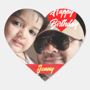 Sticker Cœur Joyeux Anniversaire Photo spéciale Personnaliser S