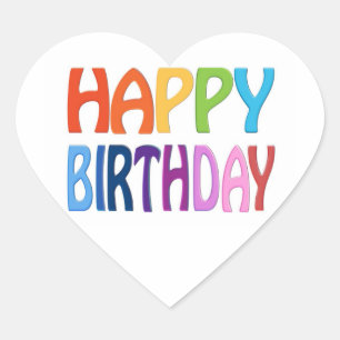 Sticker Cœur Joyeux anniversaire - salutation colorée heureuse