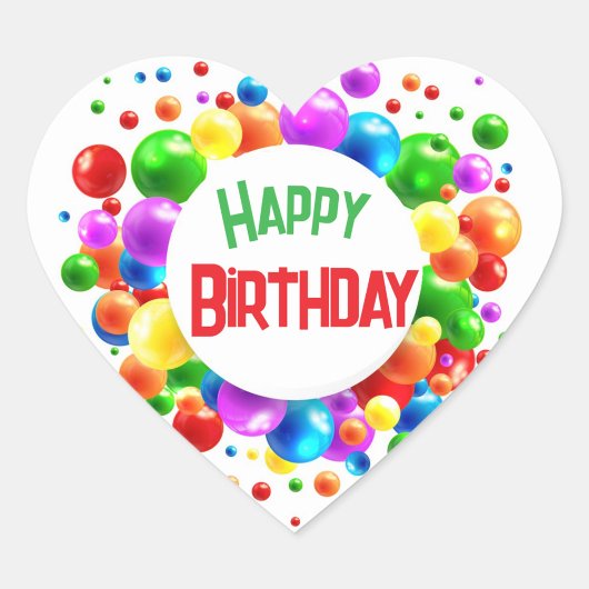 Sticker Cœur Joyeux Ballons d'anniversaire