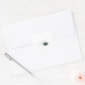 Sticker Cœur Joyeux Chat Avec Café (Enveloppe)