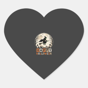 Sticker Cœur Joyeux Halloween Sorcière Lune Cimetière Conceptio
