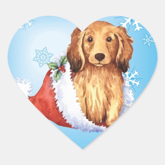 Sticker Cœur Joyeux Howliday LonghEI Dachshund (Devant)