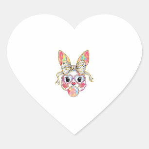 Sticker Cœur Joyeux jour de Pâques lapin mignon lapin Coquette