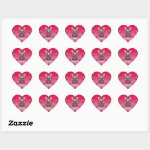 Sticker Cœur Joyeux lapin minimaliste avec un coeur Amour