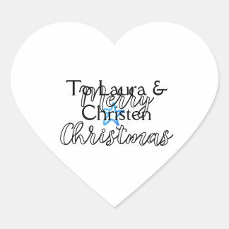 Sticker Cœur Joyeux Noël ajoutez nom texte personnalisé cadeau