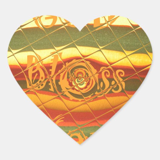 Sticker Cœur Joyeux Noël Dieu Béni Vous Couleurs Design (Devant)