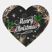 Sticker Cœur Joyeux Noël, étincelant, parties scintillant et br (Devant)