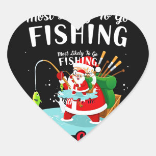 Sticker Cœur Joyeux Noël Pour La Pêche Cadeau Santa