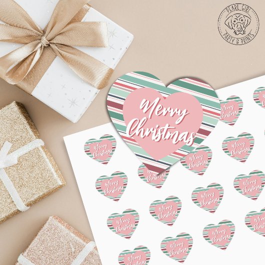 Sticker Cœur Joyeux Noël rayé