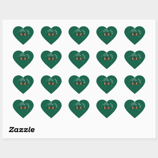 Sticker Cœur Joyeux Noël vert (Feuille)