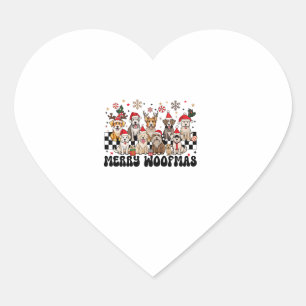 Sticker Cœur Joyeux Noël Woofmas Amoureux de les chiens Chiots