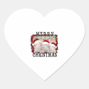 Sticker Cœur Joyeux porc de Noël