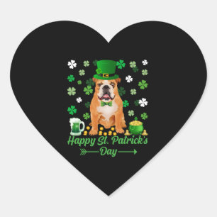 Sticker Cœur Joyeux St Patrick's Day Fier Amour Irlandais Bulld