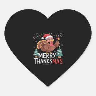 Sticker Cœur Joyeux Thanksmas Bon thanksgiving Père Noël Turkey