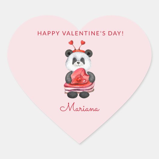Sticker Cœur Joyeux Valentines de Panda Cute Faveurs de la fête (Devant)