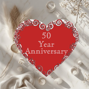 Sticker Cœur Jubilé romantique moderne de 50 ans