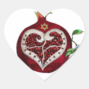Sticker Cœur Judaica Pomegranate Heart Hanoukka Rosh Hashanah