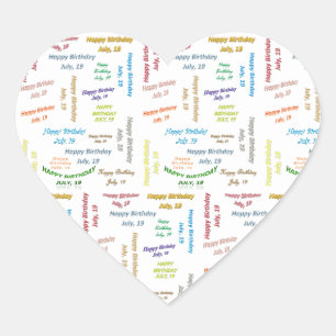 Sticker Cœur Juillet, 19 Anniversaire
