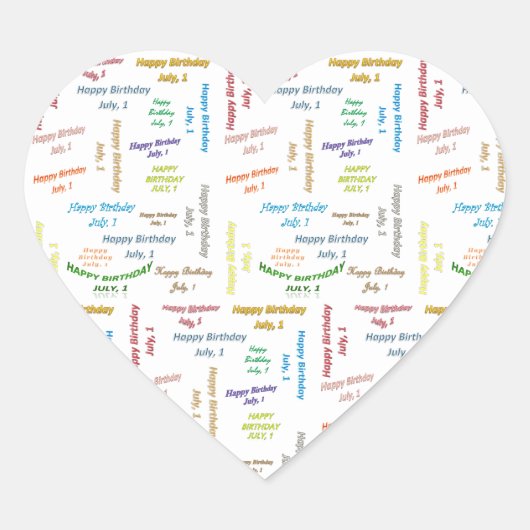 Sticker Cœur Juillet 1 Anniversaire (Devant)