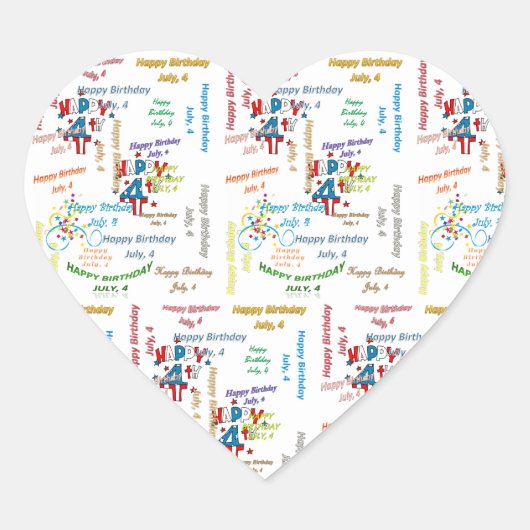 Sticker Cœur Juillet 4 Anniversaire (Devant)