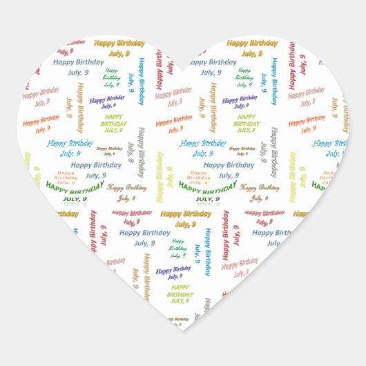 Sticker Cœur Juillet 9 Anniversaire (Devant)