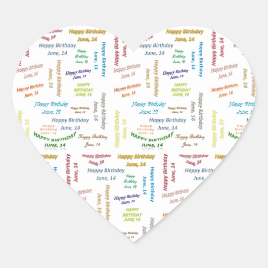 Sticker Cœur Juin, 14 Anniversaire (Devant)