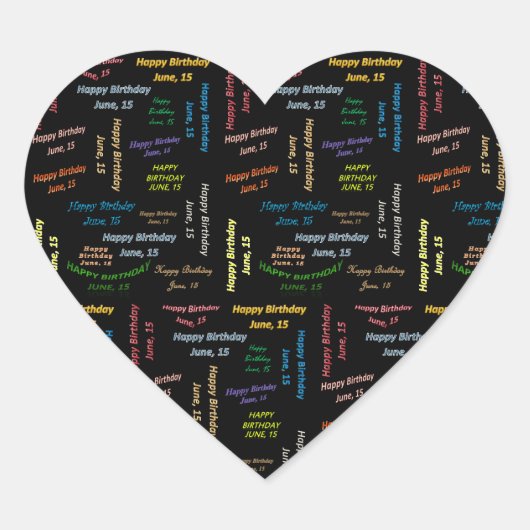 Sticker Cœur Juin, 15 Anniversaire (Devant)