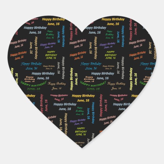 Sticker Cœur Juin, 16 Anniversaire (Devant)