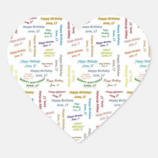 Sticker Cœur Juin, 17 Anniversaire (Devant)