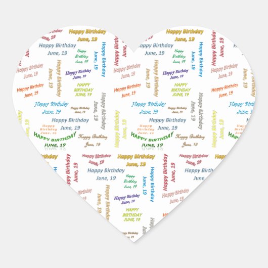 Sticker Cœur Juin, 19 Anniversaire (Devant)