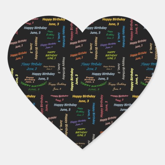 Sticker Cœur Juin, 3 Anniversaire (Devant)