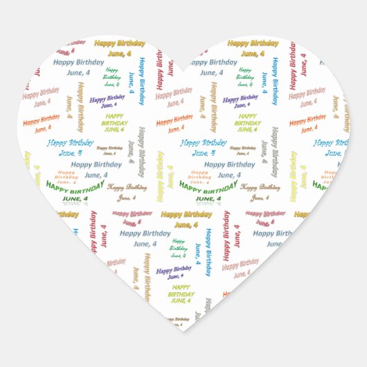 Sticker Cœur Juin, 4 Anniversaire (Devant)