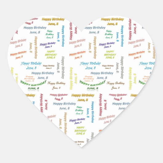 Sticker Cœur Juin 8 Anniversaire (Devant)