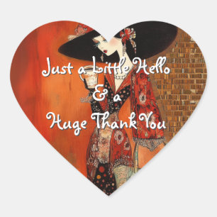 Sticker Cœur Juste un petit café Hello et un sac
