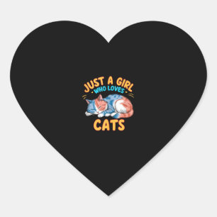 Sticker Cœur Juste Une Fille Qui Aime Les Chats Cute Kitty Aîné