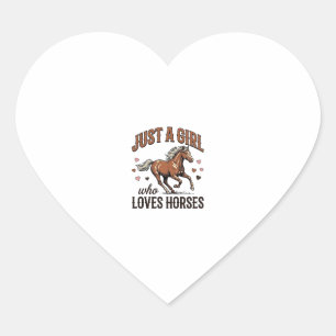 Sticker Cœur Juste une fille qui aime les chevaux Vintage Horse